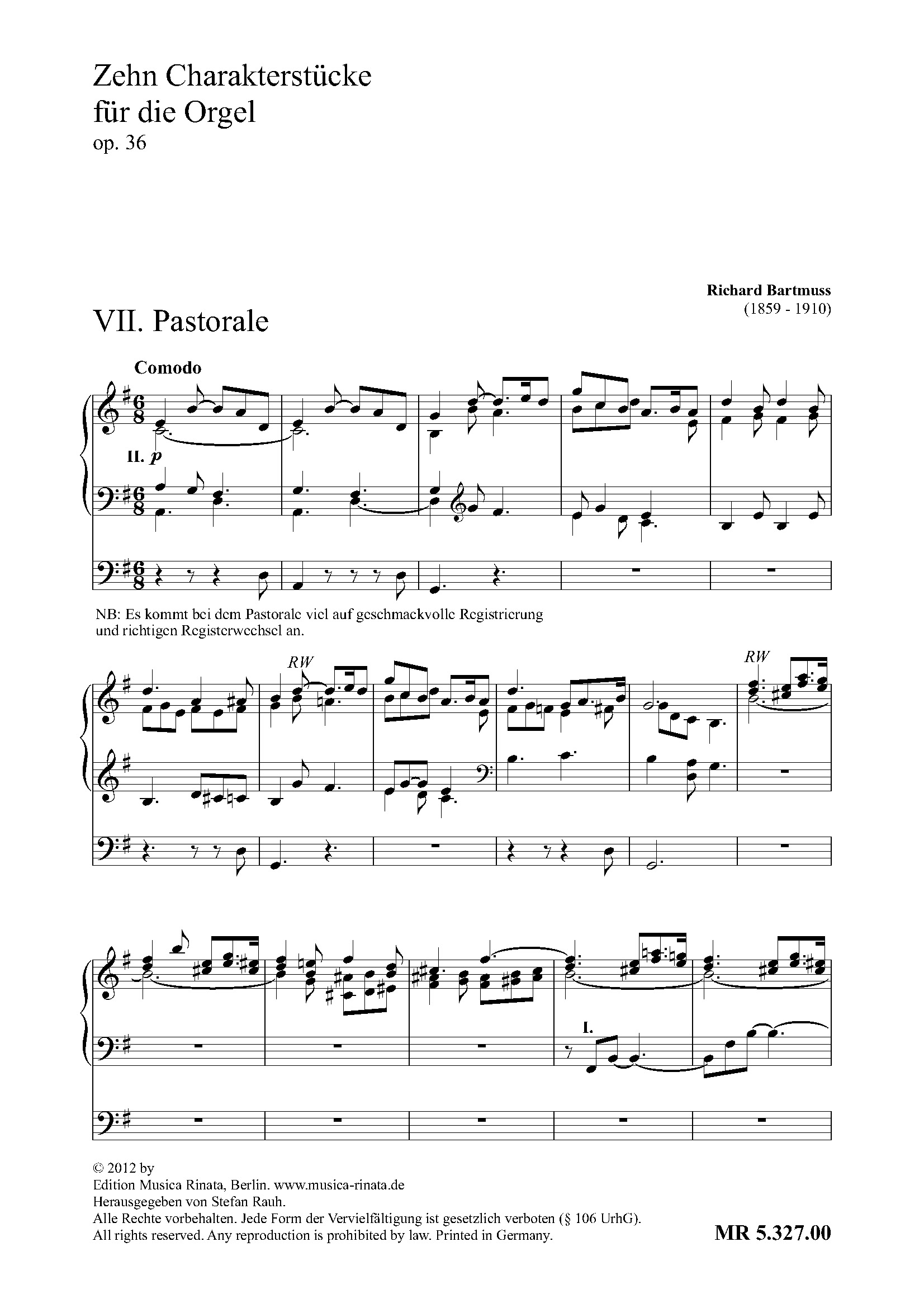 Zehn Charakterstücke für die Orgel Bd III